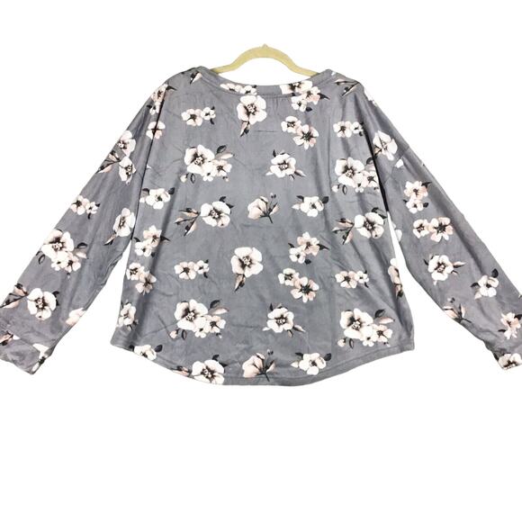 Tahari Women’s XL Floral Stretch Sleep Top – Soft Gray Lounge Shirt - Picture 14 of 14